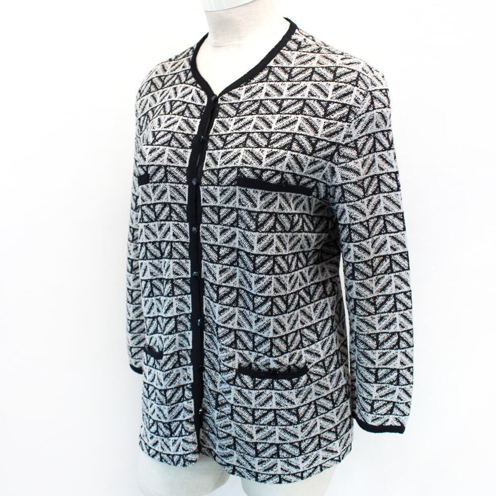 French Rags Vintage 80s USA Rayon Knit Sweater Medium Nod Geometric Art Deco